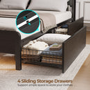 Rolanstar Bed Frame Queen Size with Charging Station, LED Headboard with Drawers, Dark Grey - 810142981866