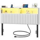 Rolanstar Headboard for Queen Size Bed with Storage, Velvet Upholstered Head Board with USB & Type C Port, 60,000 DIY Color of LED Light, Height Adjustable, Sturdy, Easy Assembly, White