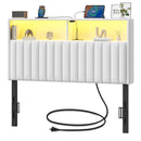 Rolanstar Headboard for Twin Size Bed with Storage, Velvet Upholstered Head Board with USB & Type C Port, 60,000 DIY Color of LED Light Height Adjustable, Sturdy, Easy Assembly, White