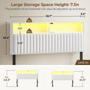 Rolanstar Headboard for Full Size Bed with Storage, Velvet Upholstered Head Board with USB & Type C Port, 60,000 DIY Color of LED Light, Height Adjustable, Sturdy, Easy Assembly, White
