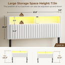 Rolanstar Headboard for Queen Size Bed with Storage, Velvet Upholstered Head Board with USB & Type C Port, 60,000 DIY Color of LED Light, Height Adjustable, Sturdy, Easy Assembly, White