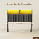 Rolanstar Headboard for Twin Size Bed with Storage, Velvet Upholstered Head Board with USB & Type C Port, 60,000 DIY Color of LED Light, Height Adjustable, Sturdy, Easy Assembly, Grey