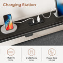 Rolanstar Bed Frame with Ergonomic Headboard Storage & Charging Station, Upholstered Platform Bed with LED Light & Drawer, Heavy Duty Metal Slats, Noise Free, No Box Spring Needed, Grey