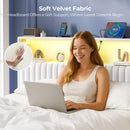 Rolanstar Headboard for Queen Size Bed with Storage, Velvet Upholstered Head Board with USB & Type C Port, 60,000 DIY Color of LED Light, Height Adjustable, Sturdy, Easy Assembly, White