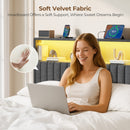Rolanstar Headboard for Twin Size Bed with Storage, Velvet Upholstered Head Board with USB & Type C Port, 60,000 DIY Color of LED Light, Height Adjustable, Sturdy, Easy Assembly, Grey