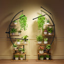Rolanstar Plant Stand with Grow Lights for Indoor Plants Metal Plant Shelf 7 Tier Large Flower Stand, Half-Moon Shape Display Shelf for Patio Living Room Balcony