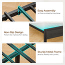 Seventable Bed Frame Full Size with Charging Station, LED Bed with Upholstered Storage Headboard, Metal Platform Bed with Under Bed Storage, No Box Spring Needed, Noise Free, Easy Assembly, Grey