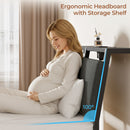 Rolanstar Bed Frame with Ergonomic Headboard Storage & Charging Station, Upholstered Platform Bed with LED Light & Drawer, Heavy Duty Metal Slats, Noise Free, No Box Spring Needed, Grey