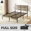 Rolanstar Bed Frame with Power Outlets& Led Lights,Bed Frame with Headboard & LED Lights, Metal Platform Bed with USB Charging Station, No Box Spring Needed