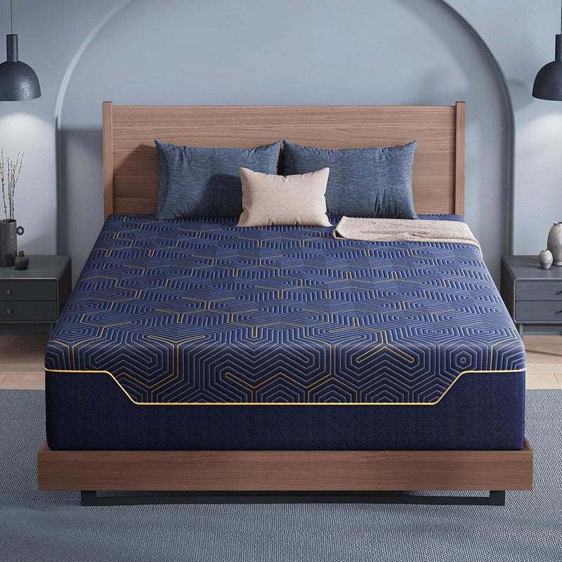 Rolanstar Queen Mattress 8 inch, Memory Foam Mattress for Pressure Relief, Cooling Gel Mattress in a Box, Bamboo-Charcoal Foam Mattress, Firm, Fiberglass Free, CertiPUR-US Certified