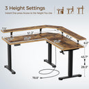 Rolanstar Standing Desk L Shaped with LED Light and Power Outlet, Electric Height Adjustable Computer Office Desk Sit Stand Up with Monitor Stand, Rustic Brown