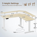 Rolanstar Standing Desk L Shaped with LED Light and Power Outlet, Electric Height Adjustable Computer Office Desk Sit Stand Up with Monitor Stand, Beige