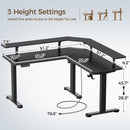 Rolanstar Standing Desk L Shaped with LED Light and Power Outlet, Electric Height Adjustable Computer Office Desk Sit Stand Up with Monitor Stand, Black