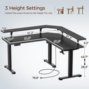 Rolanstar Standing Desk L Shaped with LED Light and Power Outlet, Electric Height Adjustable Desk with Monitor Stand, Carbon Fiber