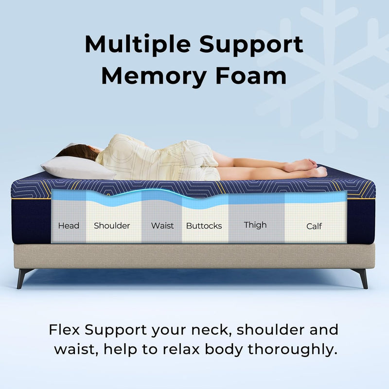 Rolanstar Queen Mattress 8 inch, Memory Foam Mattress for Pressure Relief, Cooling Gel Mattress in a Box, Bamboo-Charcoal Foam Mattress, Firm, Fiberglass Free, CertiPUR-US Certified
