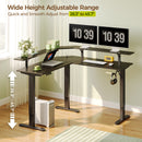 Rolanstar Standing Desk L Shaped with LED Light and Power Outlet, Electric Height Adjustable Computer Office Desk Sit Stand Up with Monitor Stand, Black