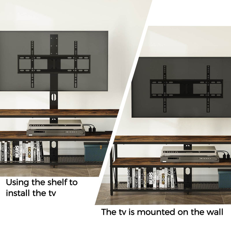 Seventable TV Stand with Mount and Power Outlet, Swivel TV Stand Mount for 32/45/55/60/65/70 inch TVs, Height Adjustable TV Entertainment Center with Cable Management, Rustic Brown