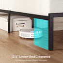 Rolanstar Full Size Bed Frame with LED Lights and Charging Station, Wood Storage Headboard and Under Bed Storage, Metal Platform, Noise Free, No Box Spring Needed, Grey