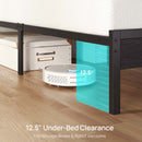 Rolanstar Full Size Bed Frame with LED Lights and Charging Station, Wood Storage Headboard and Under Bed Storage, Metal Platform, Noise Free, No Box Spring Needed, Balck Oak