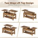 Rolanstar Coffee Table 47.2", 2 Way Lift Top Coffee Table with Hidden Compartment, Lift Top Coffee Table with Open Shelf & X Wooden Support, Farmhouse Center Table for Living Room, Rustic Brown
