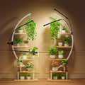 Rolanstar Plant Stand with Grow Lights for Indoor Plants Metal Plant Shelf 7 Tier Large Flower Stand, Half-Moon Shape Display Shelf for Patio Living Room Balcony
