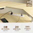 Rolanstar Standing Desk L Shaped with LED Light and Power Outlet, Electric Height Adjustable Computer Office Desk Sit Stand Up with Monitor Stand, Beige