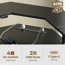 Rolanstar Standing Desk L Shaped with LED Light and Power Outlet, Electric Height Adjustable Computer Office Desk Sit Stand Up with Monitor Stand, Black