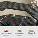 Rolanstar Standing Desk L Shaped with LED Light and Power Outlet, Electric Height Adjustable Desk with Monitor Stand, Carbon Fiber