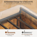 Rolanstar Queen Bed Frame with 4 Storage Drawers, Charging Station and LED Lights, Metal Platform Bed with 2-Tier Storage Headboard, No Box Spring Needed, Easy Assembly, Noise-Free, Rustic Brown