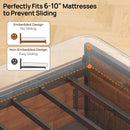 Rolanstar Twin Bed Frame with 4 Storage Drawers, Charging Station and LED Lights, Metal Platform Bed with 2-Tier Storage Headboard, No Box Spring Needed, Easy Assembly, Noise-Free, Walnut