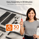 Rolanstar Full Size Bed Frame with LED Lights and Charging Station, Wood Storage Headboard and Under Bed Storage, Metal Platform, Noise Free, No Box Spring Needed, Balck Oak