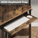 Rolanstar Corner Desk, 44.5" W x 34.5" H Small Computer Desk with Power Outlets, Gaming Desk with LED Lights, Triangle Corner Desk with Keyboard Tray & Monitor Stand for Small Space, Rustic Brown