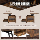 Rolanstar Coffee Table, Lift Top Coffee Table with Drawers and Hidden Compartment, Retro Central Table with Wooden Lift Tabletop, for Living Room,Rustic Brown