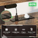 Rolanstar Corner Desk, 44.5" W x 34.5" H Small Computer Desk with Power Outlets, Gaming Desk with LED Lights, Triangle Corner Desk with Keyboard Tray & Monitor Stand for Small Space, Rustic Brown