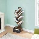 Rolanstar Bookshelf with Drawer, Free Standing Tree Bookcase，Geometric Storage Bookcase with Drawer,Etagere Bookcase for Living Room, Bedroom