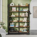 Bookshelf 6 Tier with 4 Hooks and fence, etagere bookcase with Open Shelves