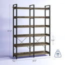 Bookshelf 6 Tier with 4 Hooks and fence, etagere bookcase with Open Shelves