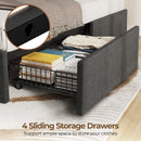 Rolanstar Queen Size Bed Frame with Charging Station and LED Lights, Dark Grey, UPC 810142980005