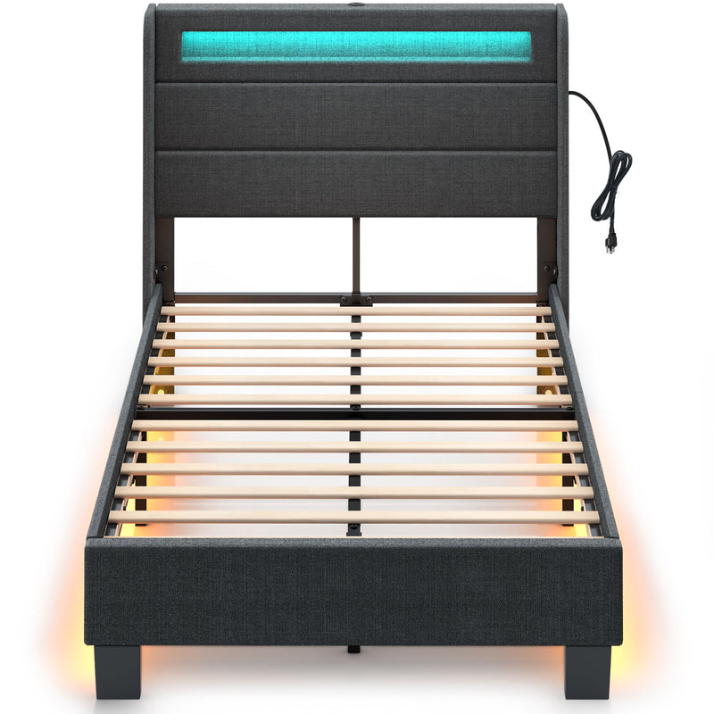 Rolanstar Bed Frame with Headboard and Motion Activated Night Light