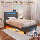 Rolanstar Bed Frame with Headboard and Motion Activated Night Light