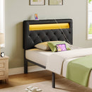 Rolanstar Headboard Only - Wall Mount Upholstered Head Board with LED Lights, Charging Station & Soft Padding