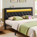 Rolanstar Headboard Only - Wall Mount Upholstered Head Board with LED Lights, Charging Station & Soft Padding