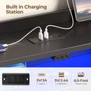 Rolanstar Bed Frame Twin Size with Charging Station, LED Bed Frame with Storage Headboard, Black