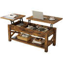 Rolanstar Coffee Table 47.2", 2 Way Lift Top Coffee Table with Hidden Compartment, Lift Top Coffee Table with Open Shelf & X Wooden Support, Farmhouse Center Table for Living Room, Rustic Brown