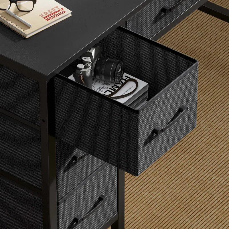 Rolanstar Computer Desk with Monitor Stand & Charging Station, Gaming Desk with LED Lights & Drawers