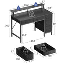 Rolanstar Computer Desk with Monitor Stand & Charging Station, Gaming Desk with LED Lights & Drawers
