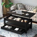 Rolanstar Coffee Table, Lift Top Coffee Table with Drawers and Hidden Compartment
