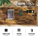 Rolanstar Console Table with Power Outlet, Narrow Sofa Table, 55.1" x 11.8" Farmhouse Table Behind Sofa Couch Hallway Entrance for Living Room, Entryway, Foyer, with Metal Frame, Rustic Brown