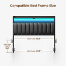 Rolanstar Headboard for Full Size Bed with Storage, 60,000 DIY Color of LED Light, Head Board with USB & Type C Port, Height Adjustable, Black Upholstered Cabeceras de Cama Comfortable Modern, Leather