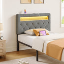 Rolanstar Headboard Only - Wall Mount Upholstered Head Board with LED Lights, Charging Station & Soft Padding